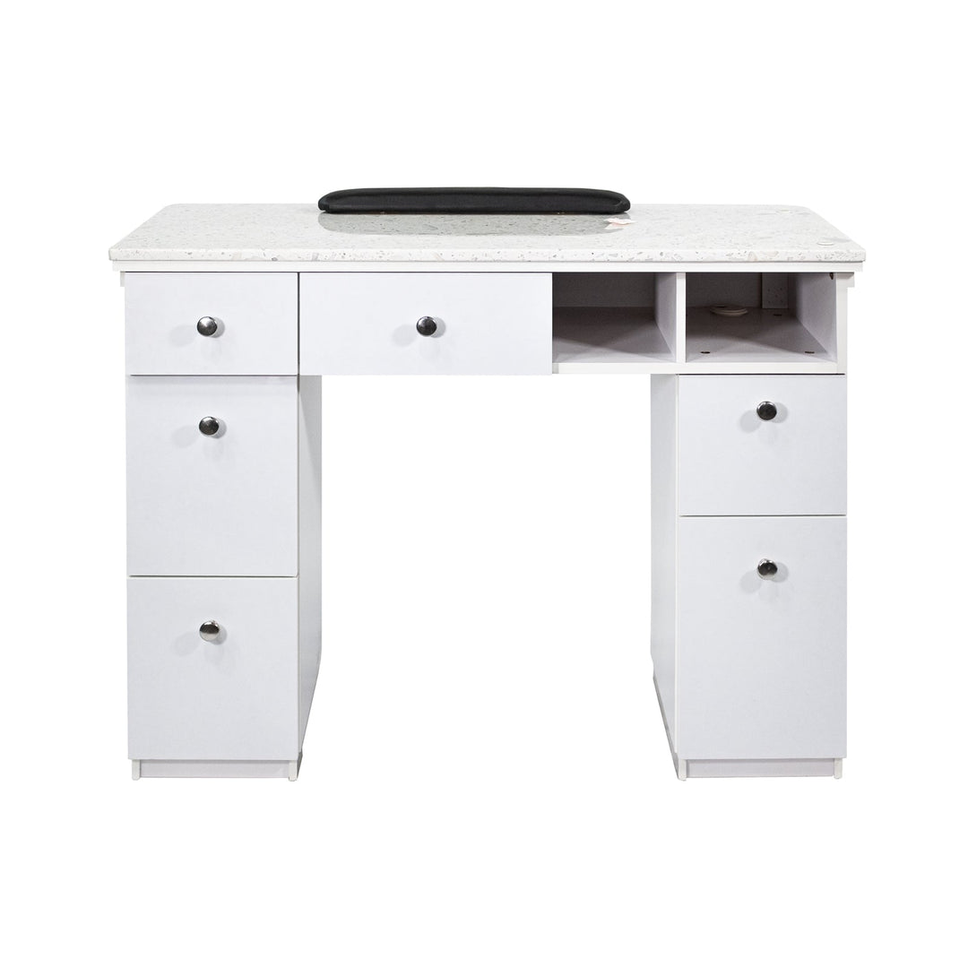 Naples Manicure Table with Marble Surface and Storage