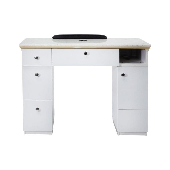 Naples Manicure Table with Marble Surface and Storage