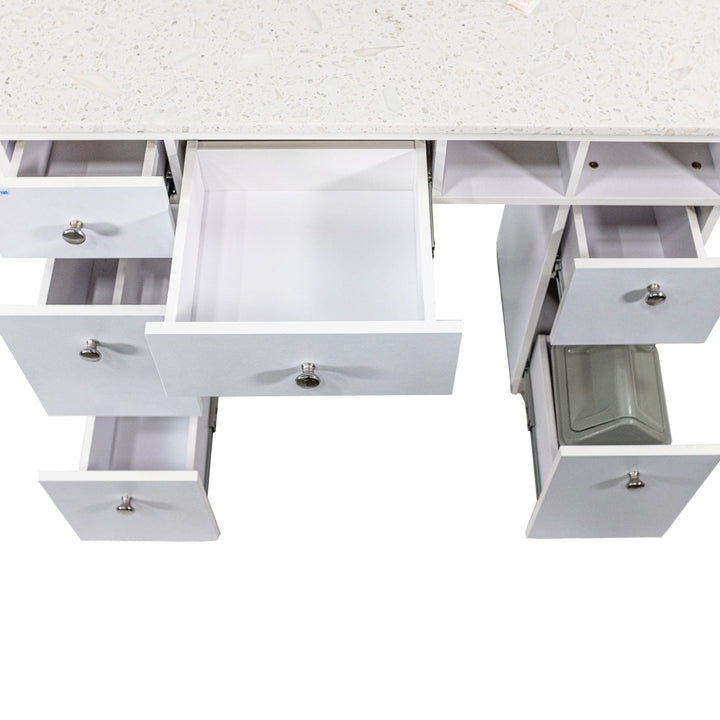 Naples Manicure Table with Marble Surface and Storage