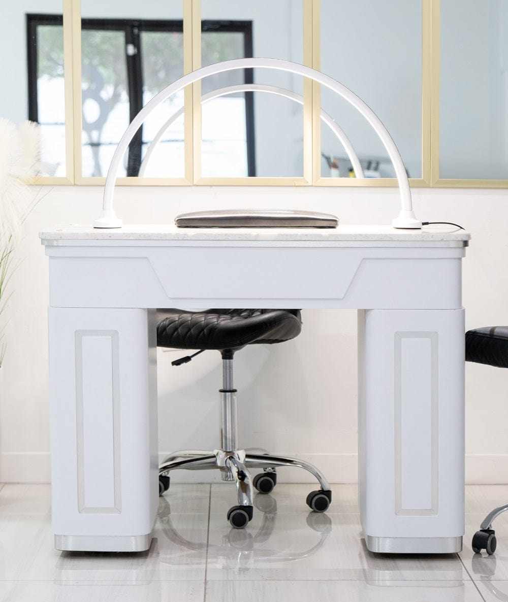 Naples Manicure Table with Marble Surface and Storage