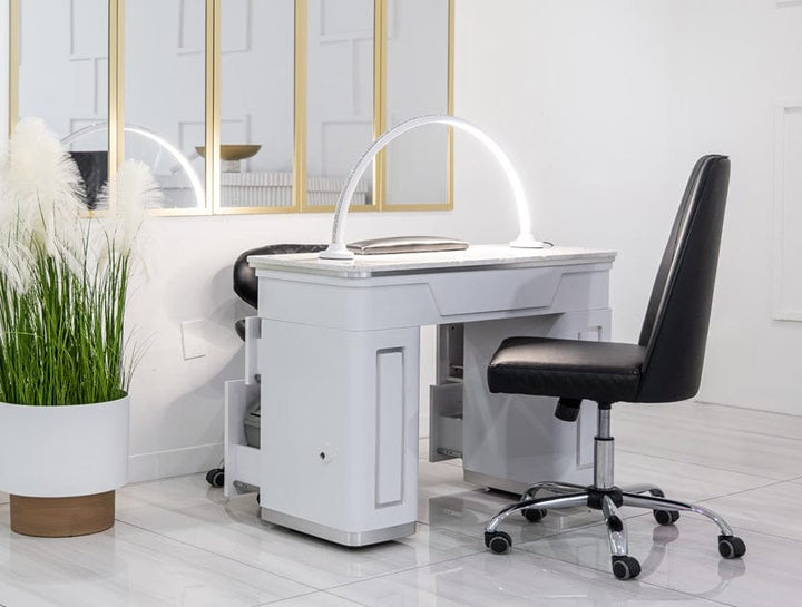 Naples Manicure Table with Marble Surface and Storage