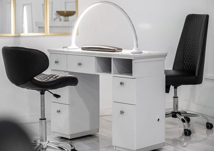 Naples Manicure Table with Marble Surface and Storage