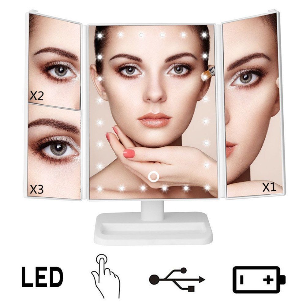 Nova Tri-fold Lighted Vanity Makeup Mirror with 22 LEDs Lights