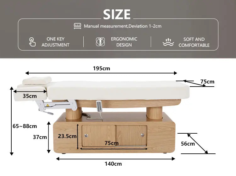 Lotos spa bed with storage dimension