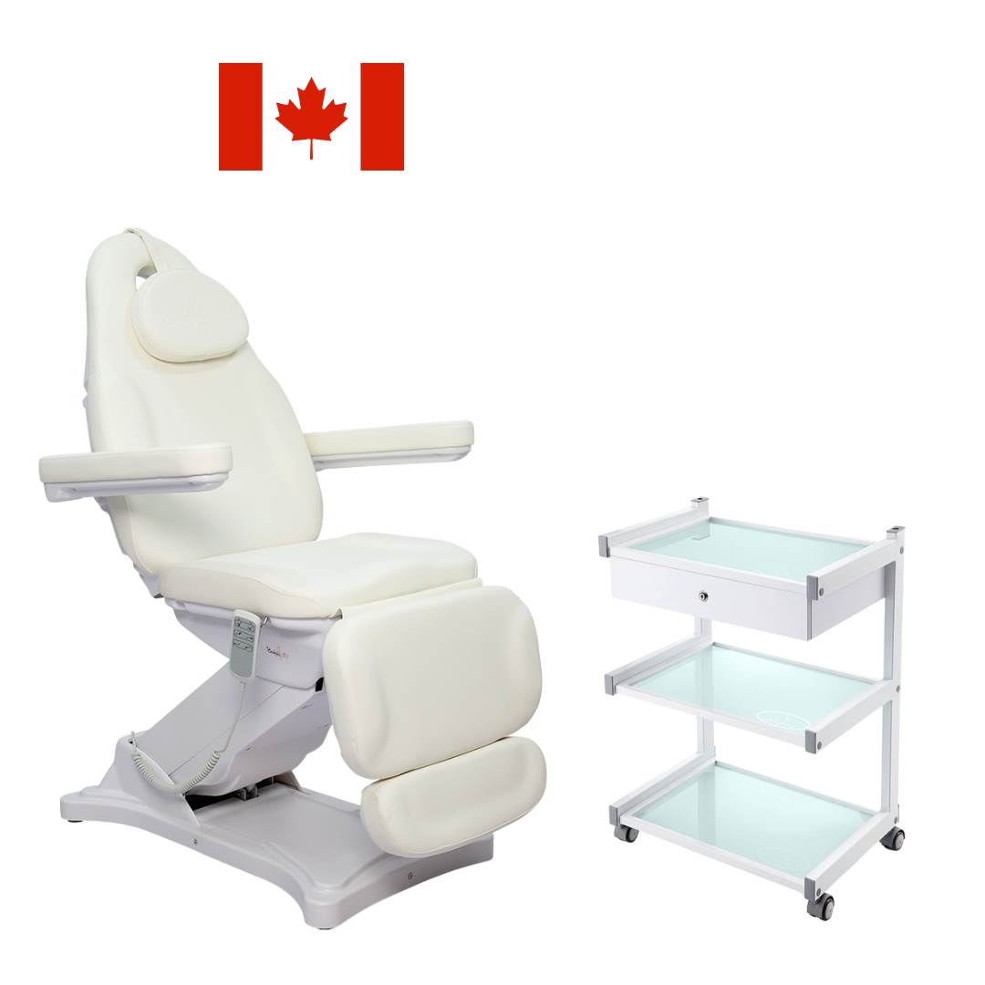 Aglaia Facial chairs set including facial bed and salon trolley cart  with one drawer