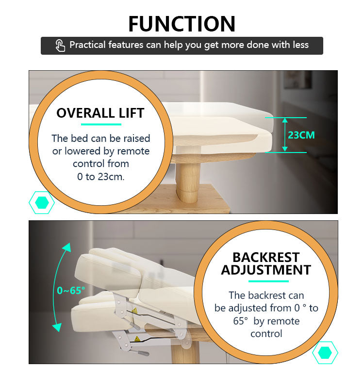 The function of louisa spa bed including overall lift & backrest adjustment