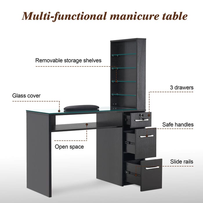 Bellavo Manicure Table with Drawers and Shelves