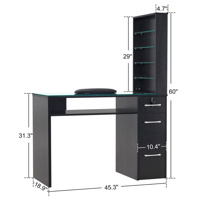 Bellavo Manicure Table with Drawers and Shelves