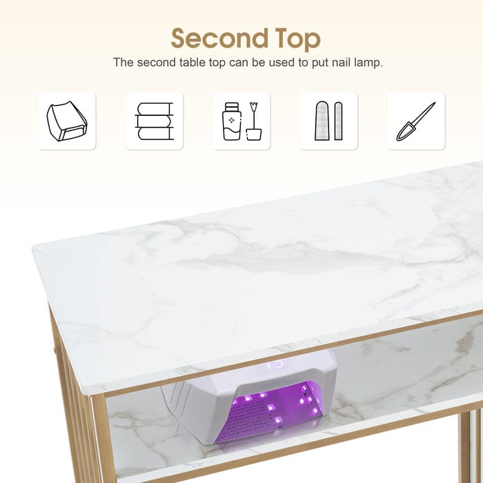 Olivia Nail Station with Marble Texture