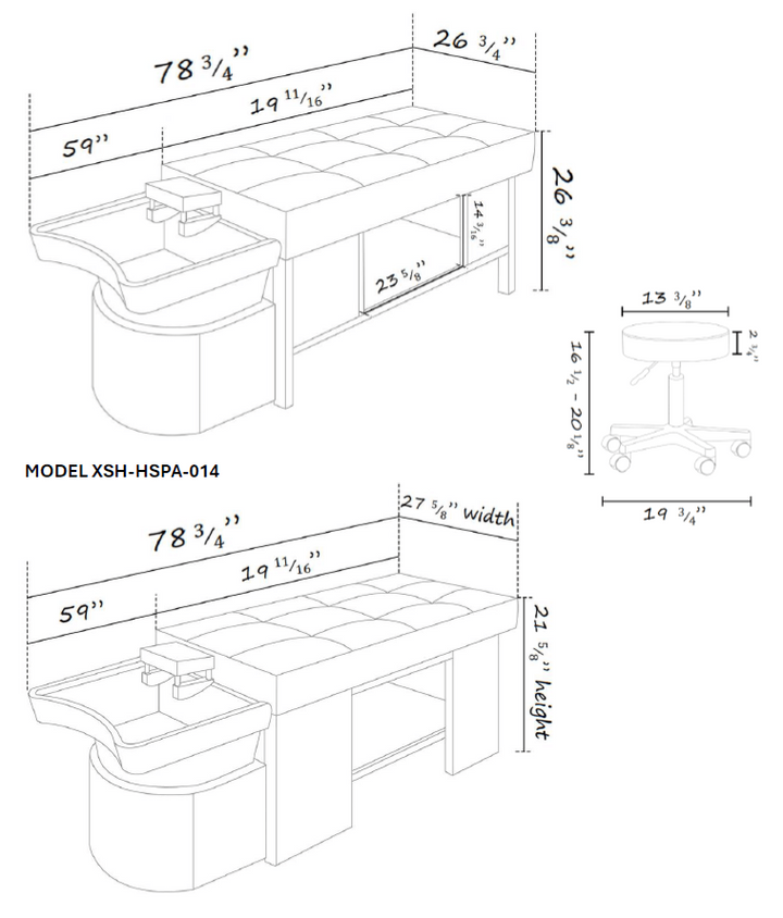 Simi Head Spa Bed with rolling stool