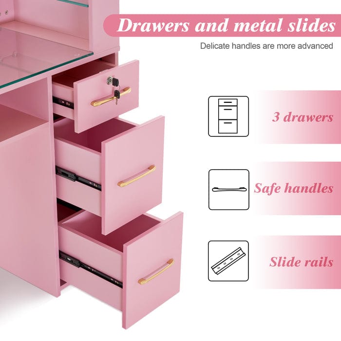 Bellavo Manicure Table with Drawers and Shelves