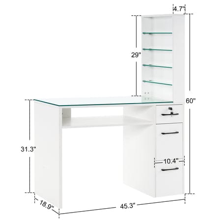 Bellavo Manicure Table with Drawers and Shelves