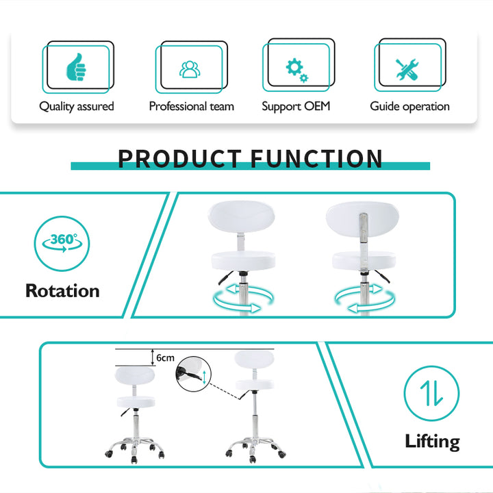 Swiveling Facial Chair white with backrest