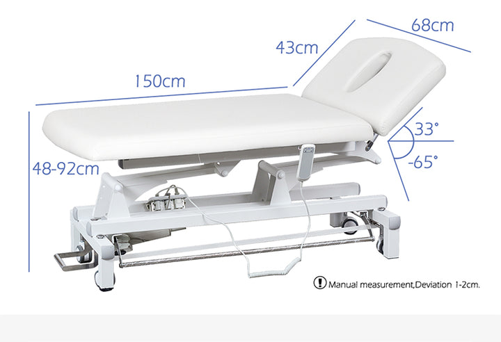 2 Section adjustable Electric bed physical therapy table white